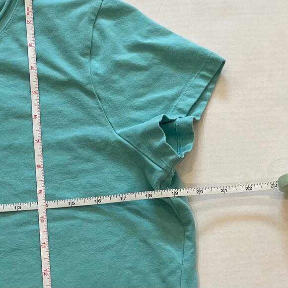 Christopher & Banks Aqua Blue Cotton Short Sleeve T-Shirt Beaded Lotus Flower XL - Picture 7 of 8